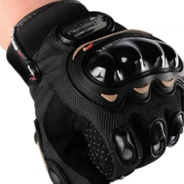 Guantes de moto ciclista PRO-BIKER negros con protecciones y diseño ergonómico.