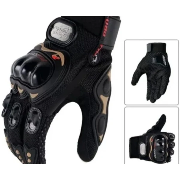 Guantes de moto PRO-BIKER para ciclista, con protecciones rígidas en nudillos y palma.