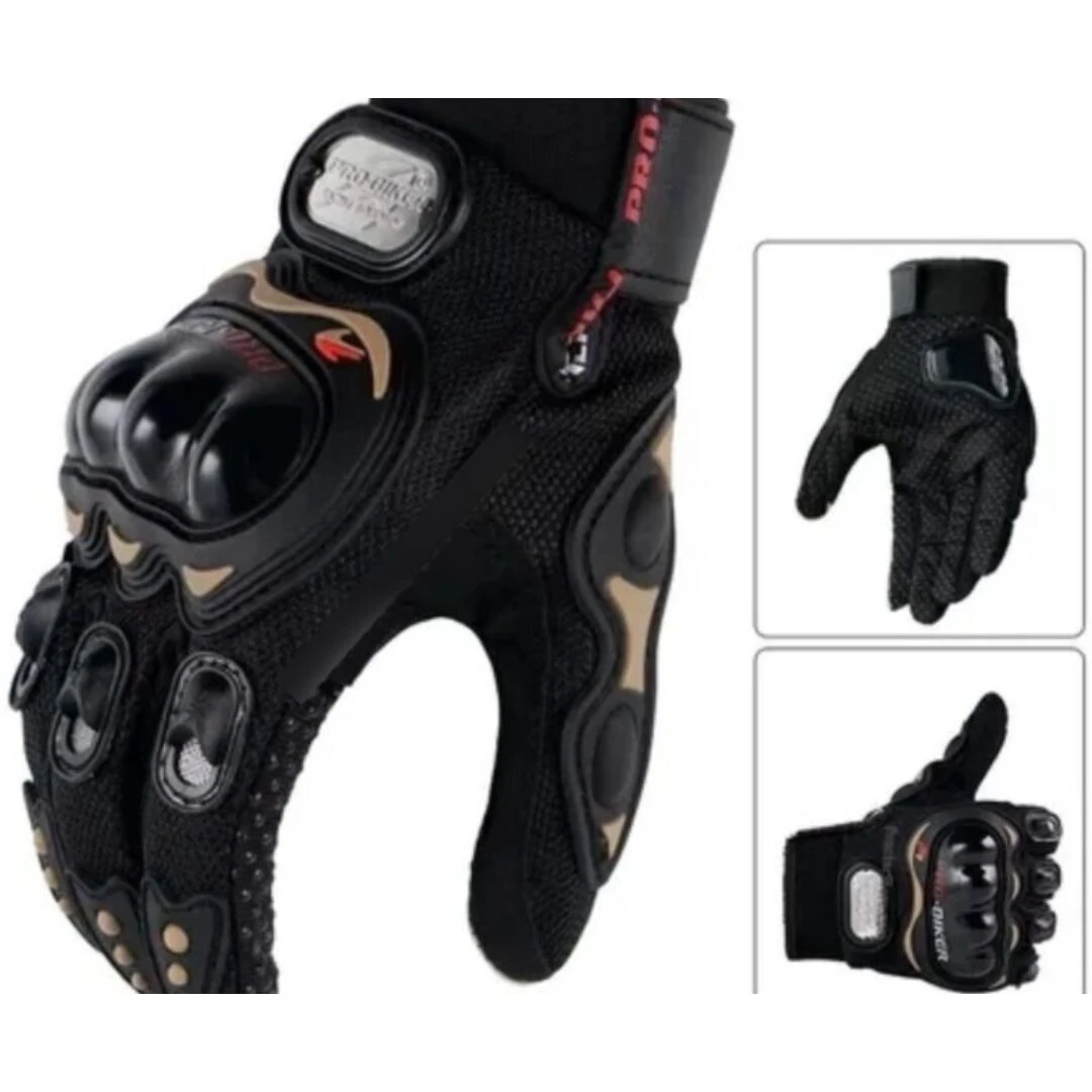 Guantes de moto PRO-BIKER para ciclista, con protecciones rígidas en nudillos y palma.