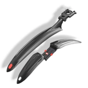 Guardabarros de lujo para bicicleta, negro, ajustable, para uso todo terreno.