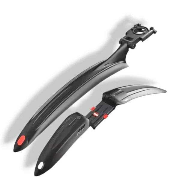 Guardabarros de lujo para bicicleta, negro, ajustable, para uso todo terreno.