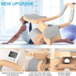Rodillo abdominal automático con ruedas anchas y soporte triangular para mayor estabilidad.