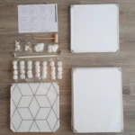 Armario organizador de 6 módulos blanco, piezas de ensamblaje, martillo y manual.