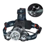 Lámpara frontal LED 3 focos resistente al agua para minería, pesca y actividades outdoor.