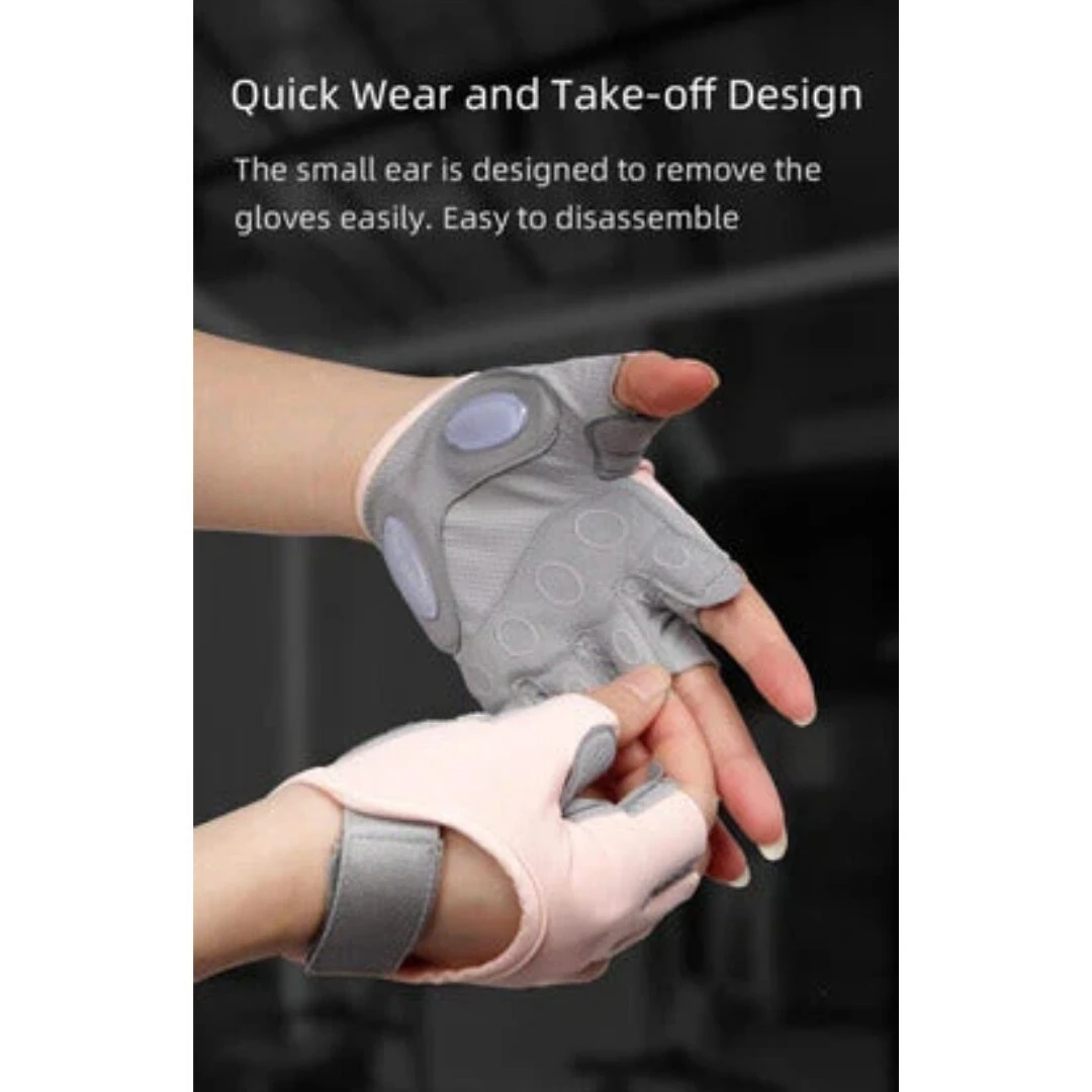 Guantes de gimnasio para mujer con diseño de fácil uso y extracción, ideales para entrenamiento.