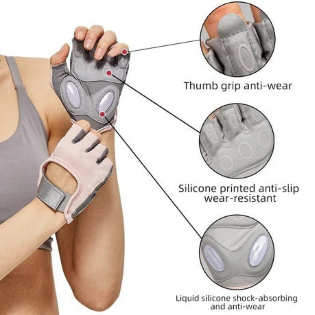 Guantes de gimnasio para mujer con agarre antideslizante, transpirables y resistentes al desgaste.