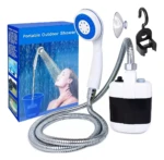 Regadera portátil recargable con ducha, manguera y accesorios.