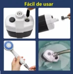 Regadera portátil recargable para coche o camping con ducha flexible y uso fácil.
