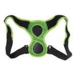 Corrector de postura con soporte para espalda, diseño ergonómico verde y negro.