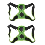 Corrector de postura negro y verde con diseño de 8 para soporte de espalda.