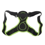 Corrector de postura para espalda con soporte ajustable, color negro y verde.