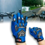Guantes de moto y ciclismo A02 azules, livianos y con protección, ideales para la carretera.