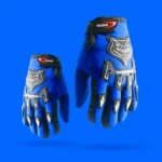Guantes de moto y ciclismo A02 azules, livianos y protectores, con diseño de lobo.