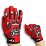 Guantes de moto ciclismo livianos A02 rojos con protecciones y diseño deportivo.