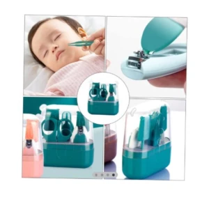 Kit de manicure para bebé con cortaúñas, tijeras y limas en estuche organizador.