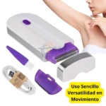 Depiladora portátil para piernas, brazos y axilas, fácil de usar y versátil en movimiento.
