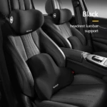 Cojines ergonómicos negro para carro: soporte lumbar y cervical para mayor comodidad.