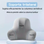 Soporte trilateral para columna vertebral y lumbar, alivia presión en asiento de carro.