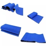 Faja térmica reductora unisex azul, enrollada y doblada, ideal para adelgazar abdomen.