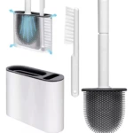 Escobilla de silicona para baño con soporte, diseño moderno y eficiente para limpieza.
