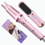 Combo rizador y cepillo alisador inalámbrico rosa de alta gama, set de regalo.