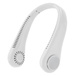 Ventilador H-6 para cuello, portátil y recargable, blanco, diseño moderno.