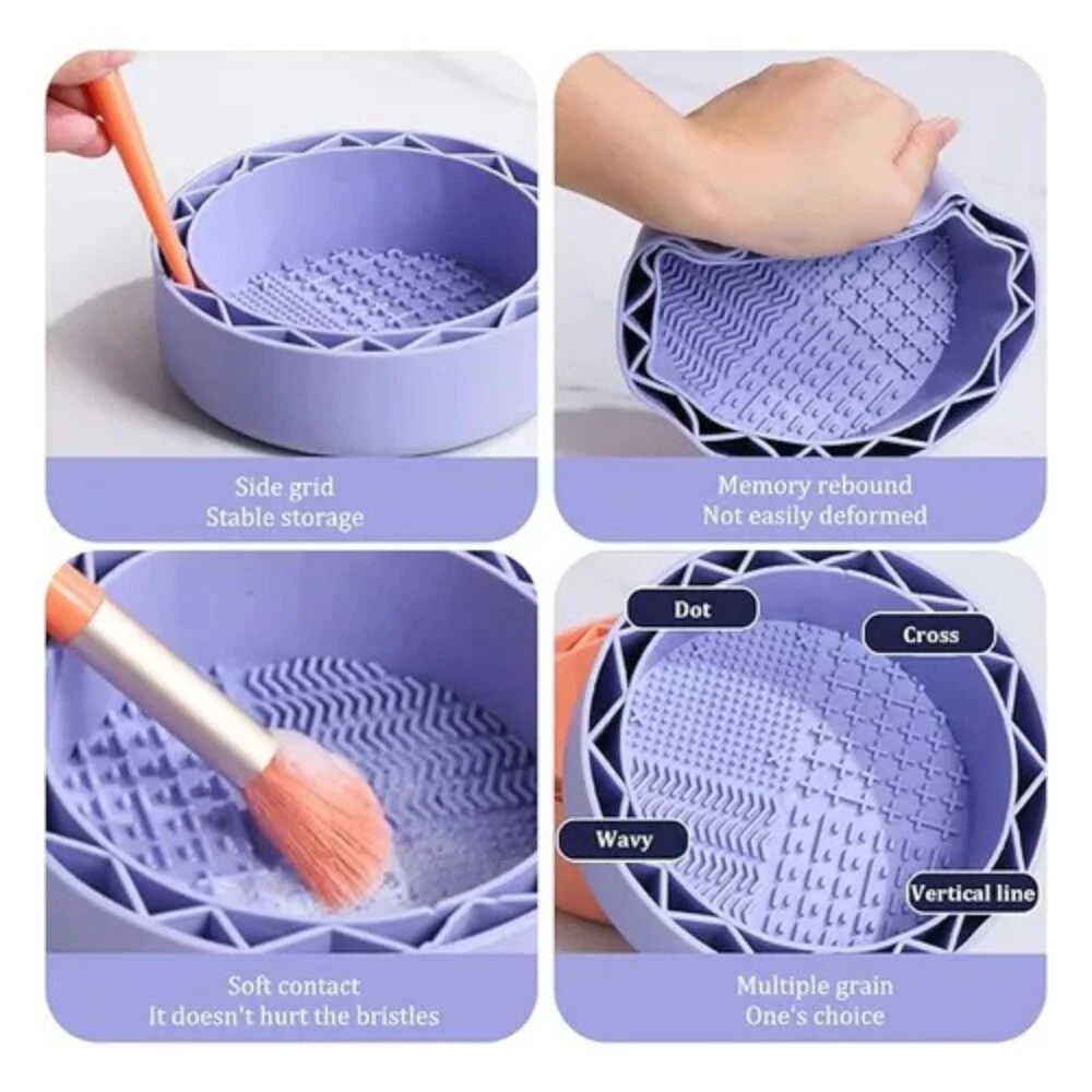 Limpiador de brochas A2406-274: cepillo para limpiar brochas de maquillaje con rejilla y diseño de memoria.