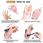 Pulsera de mano para organizar y limpiar brochas de maquillaje.