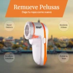 Removedor de pelusas eléctrico RAF: deja tu ropa como nueva con mayor potencia y facilidad de uso.