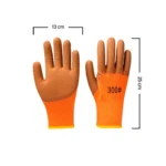 Guantes de trabajo GP-300 naranjas con medidas de 13 cm de ancho y 25 cm de largo.