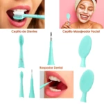 Cepillo eléctrico 3 en 1: dientes, facial y raspador dental.