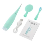 Cepillo eléctrico 3 en 1 para remover sarro dental, con cabeza limpiadora y manual.