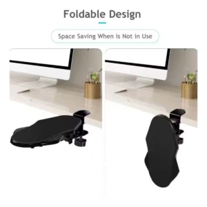 Reposabrazos ergonómico ajustable, diseño plegable, ahorra espacio en tu escritorio.