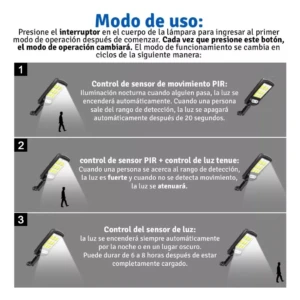 Lampara Panel Solar Exterior Led Sensor