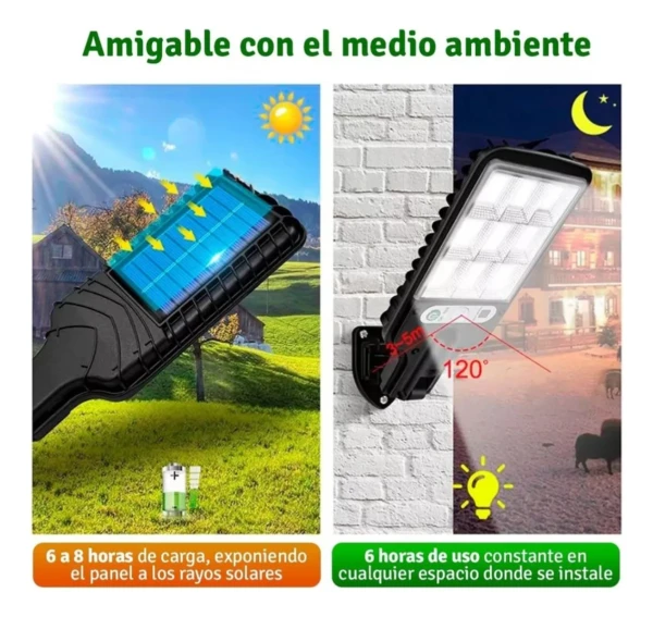 Lampara Panel Solar Exterior Led Sensor - Imagen 3