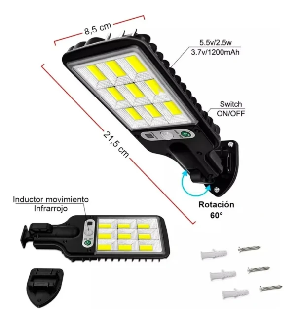 Lampara Panel Solar Exterior Led Sensor - Imagen 5