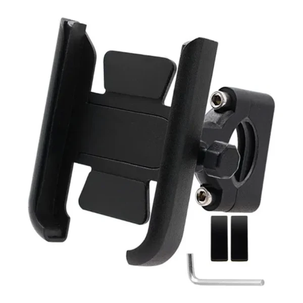 Soporte universal para celular de moto o bicicleta, con base adaptable a espejo y allen incluido.