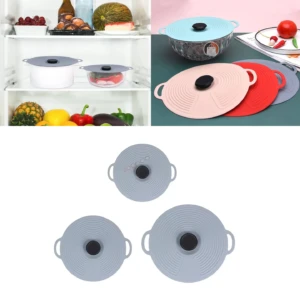 Set x2 tapas herméticas silicona para mantener frescura en recipientes.