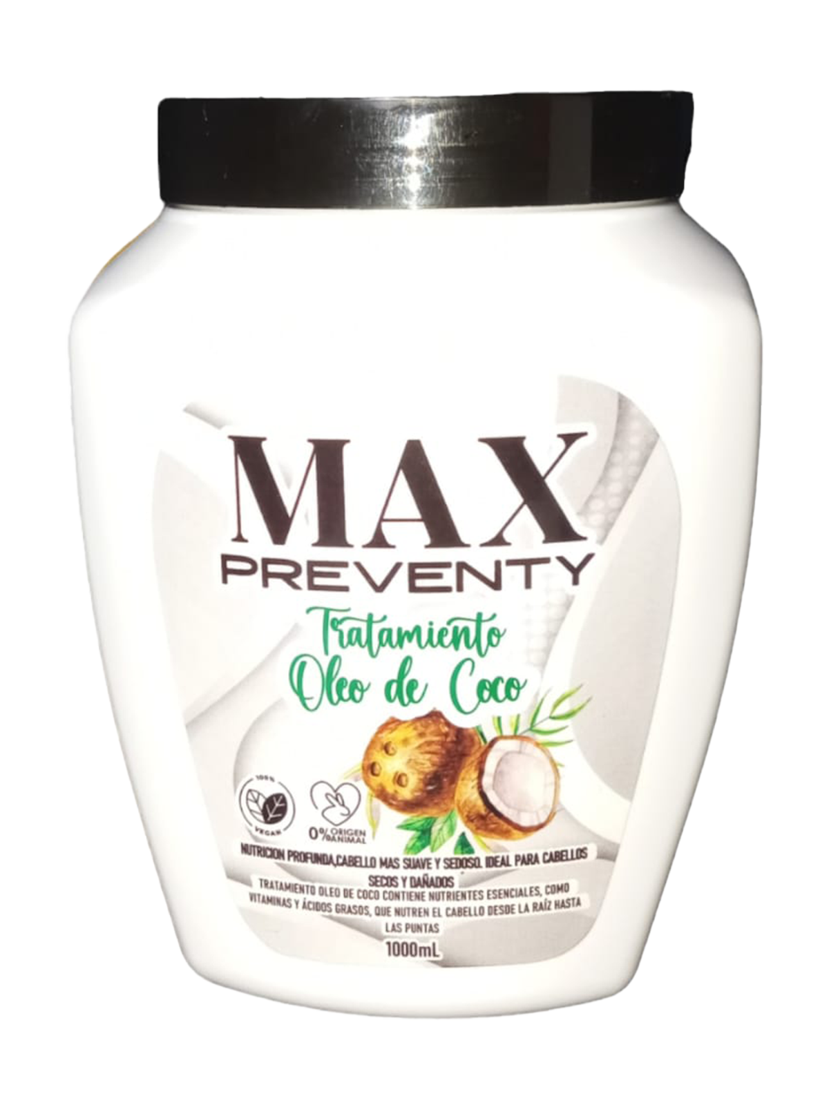Max Preventy Tratamiento Oleo de Coco, cabello suave y sedoso, 1000ml.