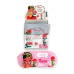 Antifaz térmico karité Rose Sweet Dream con 5 unidades, diseño de mujer en caja rosa.