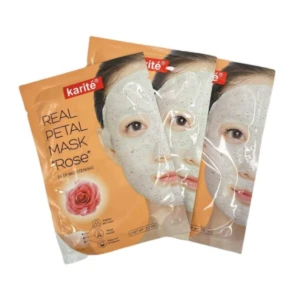 Mascarilla Karité Velo Pétalos de Rosa para hidratación profunda, vista frontal.