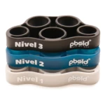 Kit X3 Bandas Elásticas Dedos V2 Pbold: Niveles 1, 2 y 3 en apilamiento.