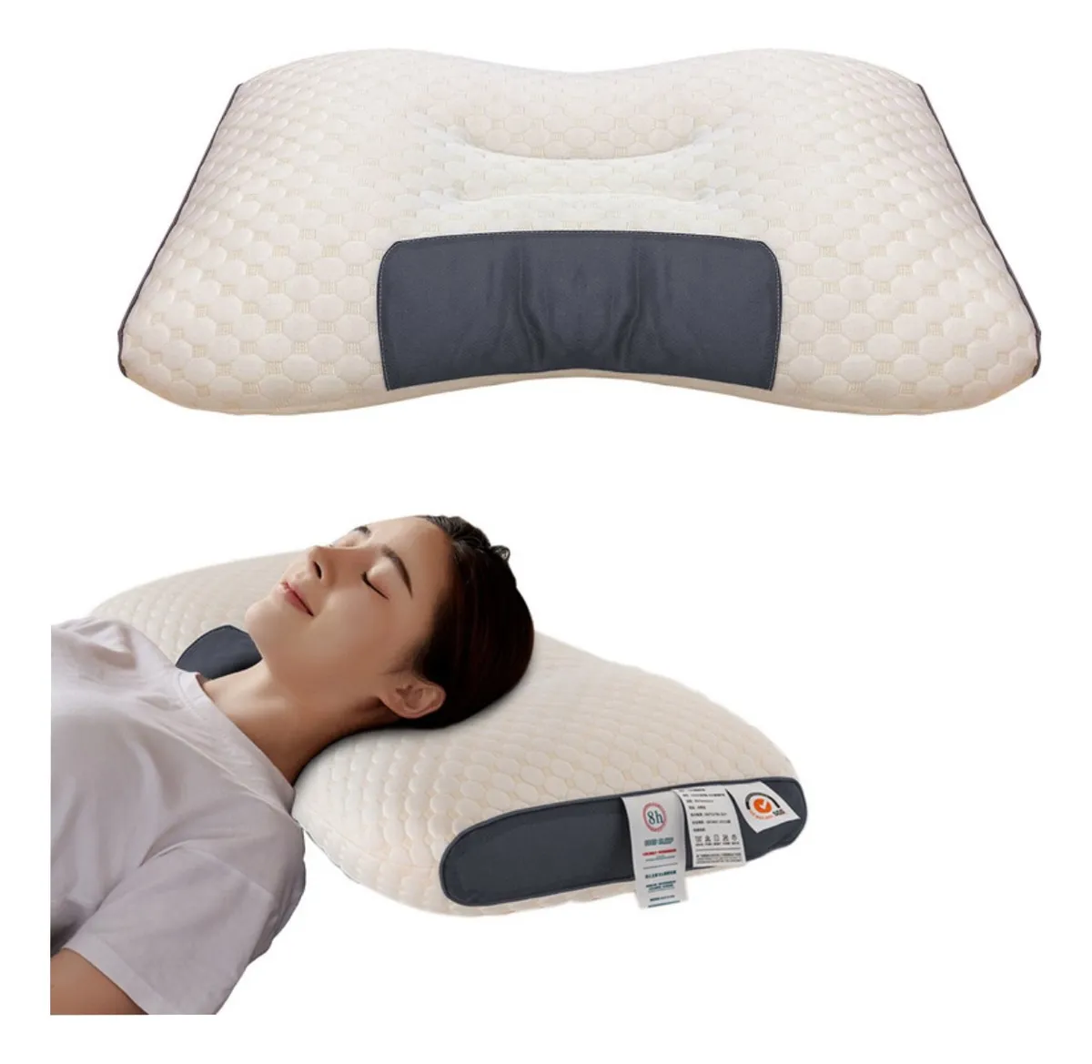 Almohada cervical 3D con soporte ergonómico para cuello, ideal para dormir profundamente.