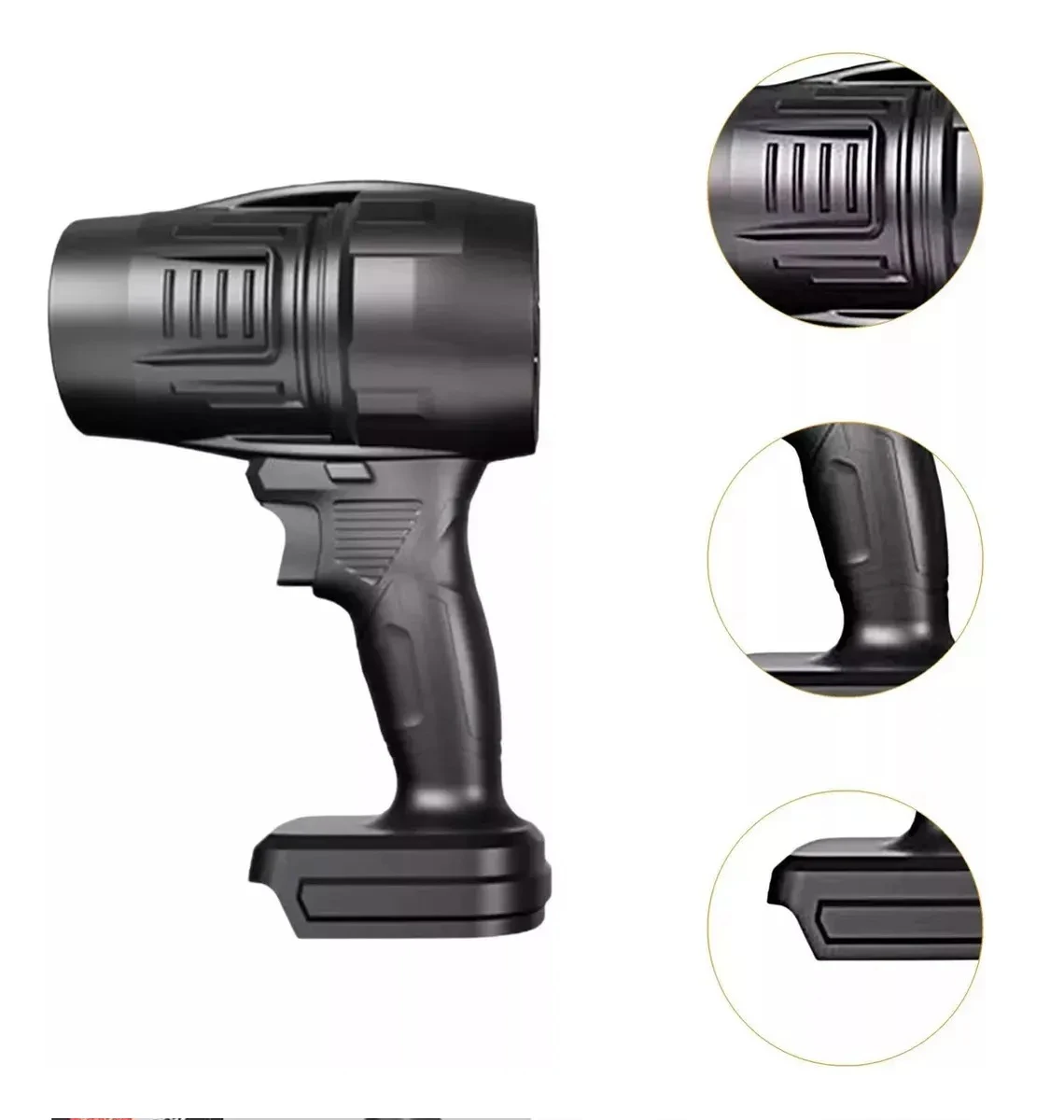 Soplador profesional 48V de doble batería con diseño ergonómico y potentes ventiladores.