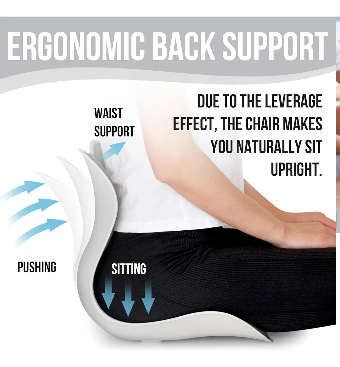 Espaldar corrector de postura para silla, ofrece apoyo lumbar para sentarse erguido.
