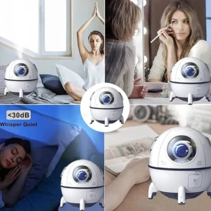 Humificador Mj046 en forma de cápsula de astronauta, ideal para yoga y descanso.