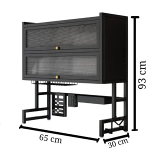 Escurridor de cajón para platos de 2 niveles en negro.
