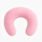 Almohada para cuello de mascota rosada, cómoda y suave para viajes.