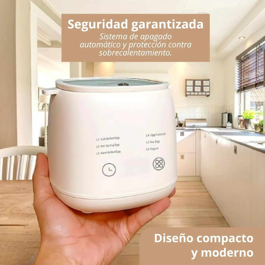 Olla eléctrica de huevos con temporizador, perfecta para huevos pasados, duros y yogures.