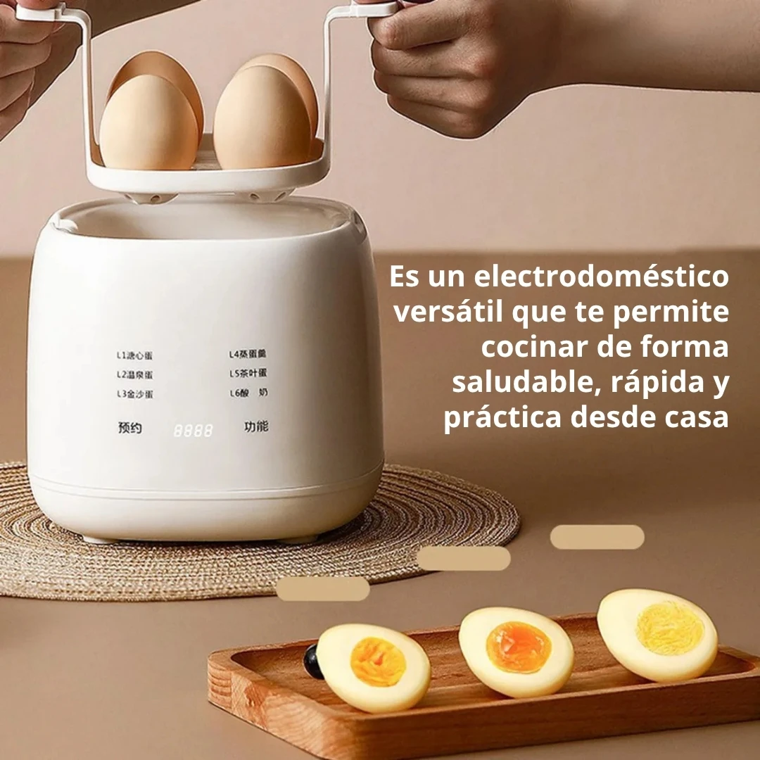 Olla Eléctrica de Huevos Temporizador: cocina huevos a tu gusto, rápido y fácil en casa.